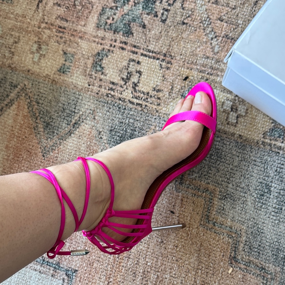 NWT Reiss Neon Pink Lace-Up Stiletto Sandals - Picture 6 of 8